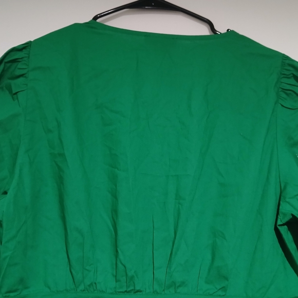 J. Crew Vibrant Kelly Green Long Sleeve Poplin Dress - Picture 13 of 16